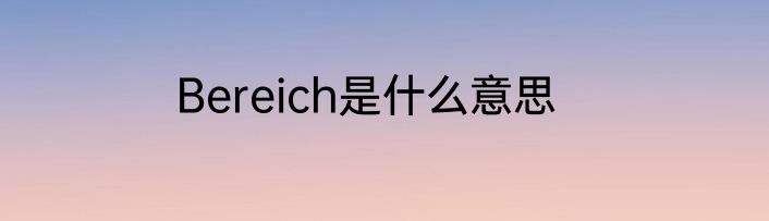 Bereich是什么意思