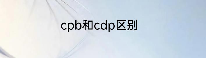 cpb和cdp区别