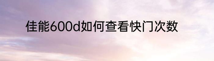 佳能600d如何查看快门次数