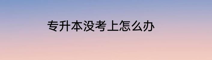 专升本没考上怎么办