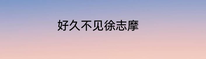 好久不见徐志摩