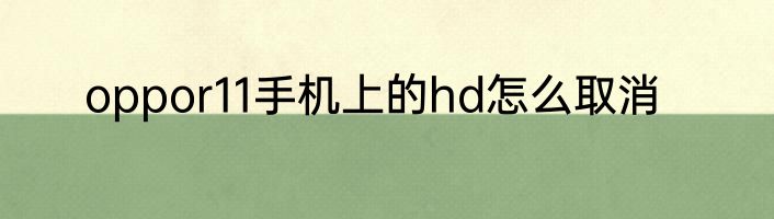 oppor11手机上的hd怎么取消