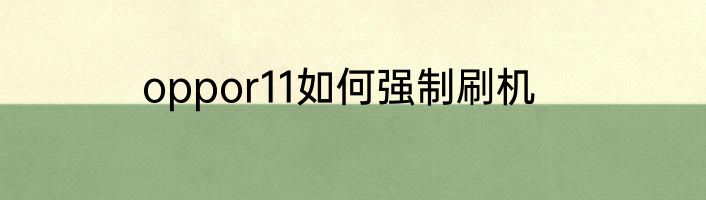 oppor11如何强制刷机