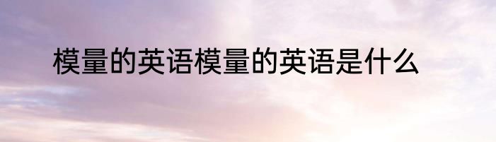 模量的英语模量的英语是什么