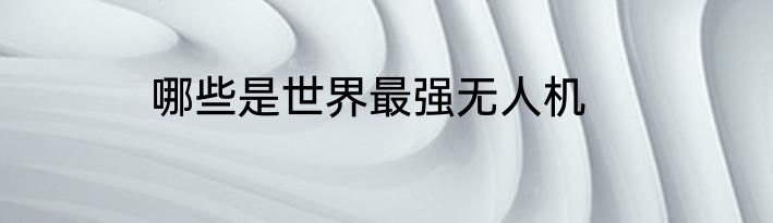 哪些是世界最强无人机