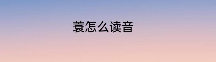 蓑怎么读音
