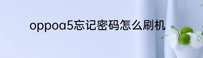 oppoa5忘记密码怎么刷机