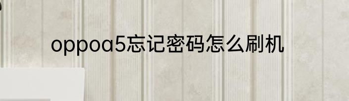 oppoa5忘记密码怎么刷机
