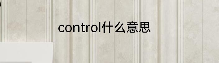 control什么意思