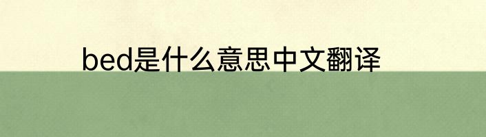 bed是什么意思中文翻译