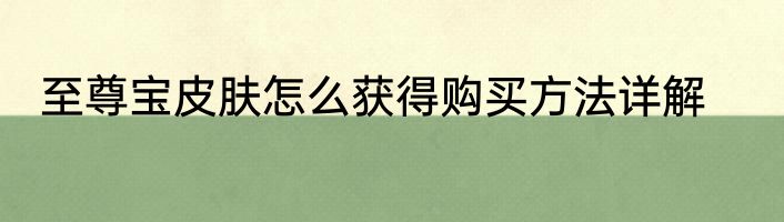 至尊宝皮肤怎么获得购买方法详解