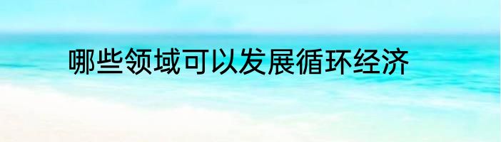 哪些领域可以发展循环经济