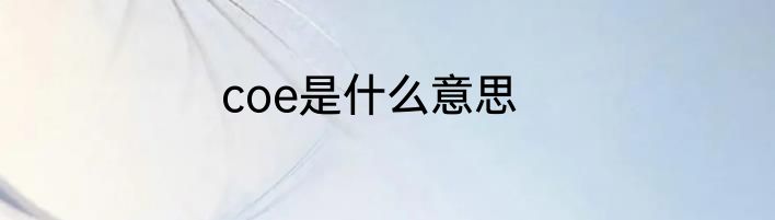 coe是什么意思