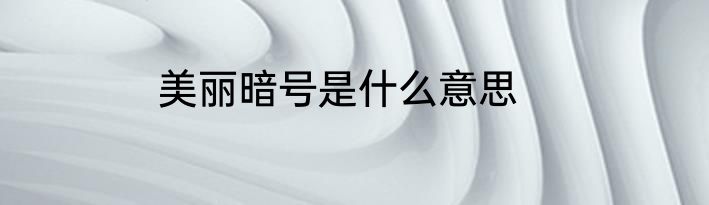 美丽暗号是什么意思