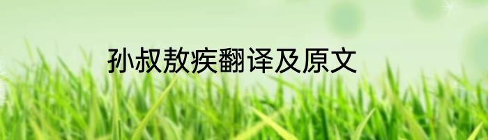 孙叔敖疾翻译及原文
