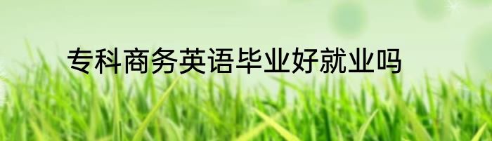 专科商务英语毕业好就业吗