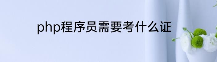 php程序员需要考什么证