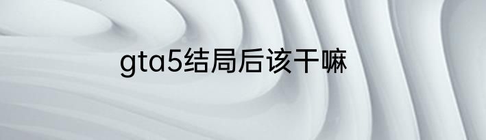 gta5结局后该干嘛