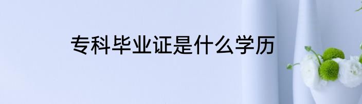 专科毕业证是什么学历