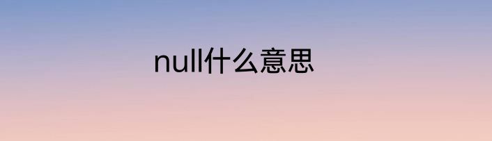 null什么意思