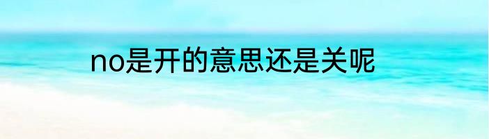 no是开的意思还是关呢