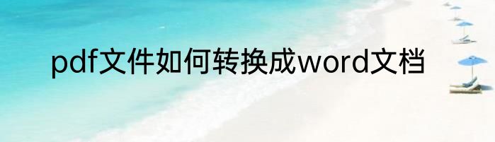 pdf文件如何转换成word文档