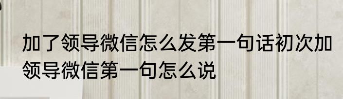 加了领导微信怎么发第一句话初次加领导微信第一句怎么说