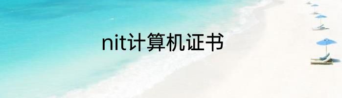 nit计算机证书