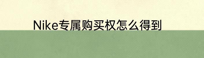 Nike专属购买权怎么得到