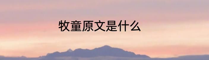 牧童原文是什么