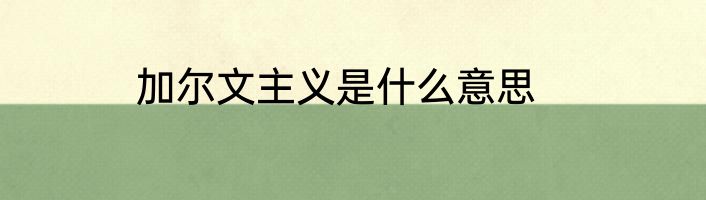 加尔文主义是什么意思