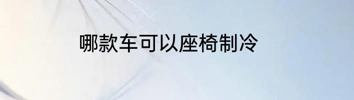 哪款车可以座椅制冷