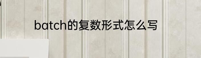 batch的复数形式怎么写