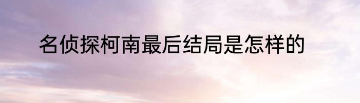 名侦探柯南最后结局是怎样的