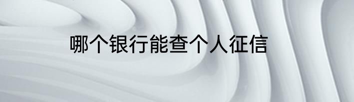 哪个银行能查个人征信