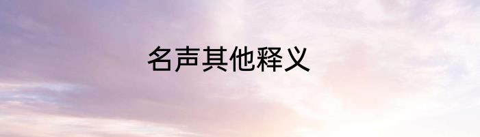 名声其他释义
