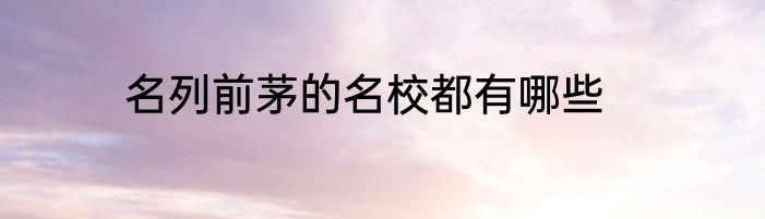 名列前茅的名校都有哪些