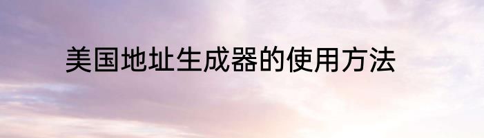 美国地址生成器的使用方法
