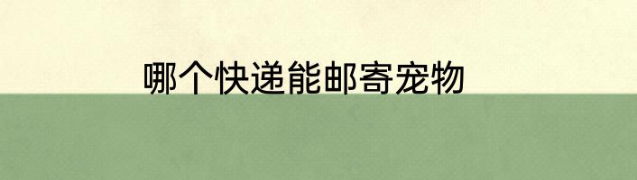 哪个快递能邮寄宠物
