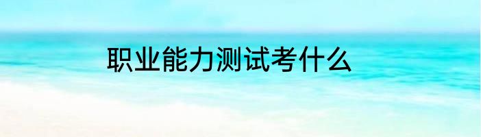 职业能力测试考什么
