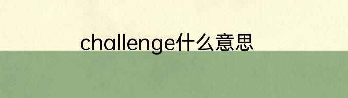 challenge什么意思