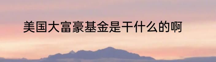 美国大富豪基金是干什么的啊