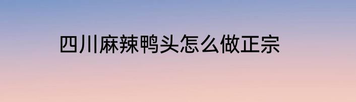 四川麻辣鸭头怎么做正宗