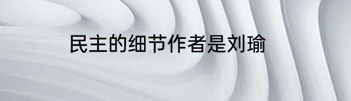 民主的细节作者是刘瑜