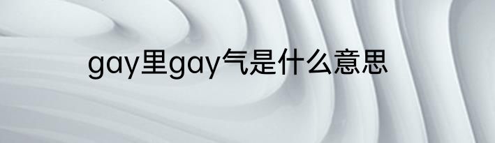 gay里gay气是什么意思