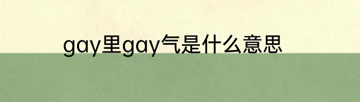 gay里gay气是什么意思