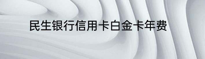 民生银行信用卡白金卡年费