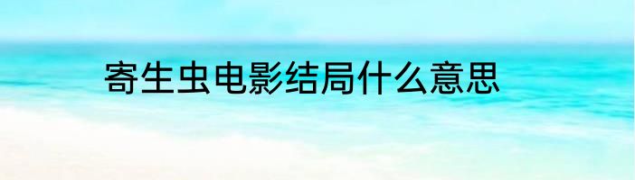 寄生虫电影结局什么意思