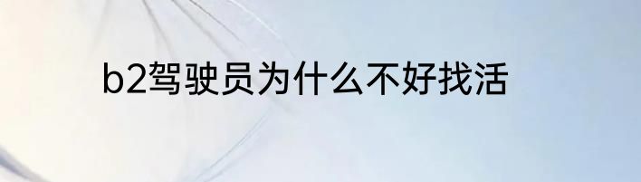 b2驾驶员为什么不好找活