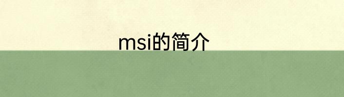 msi的简介